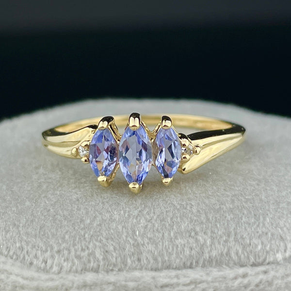 Tanzanite Pricess cut Engagement Ring White Gold Vintage Diamond weddi –  HelloRing
